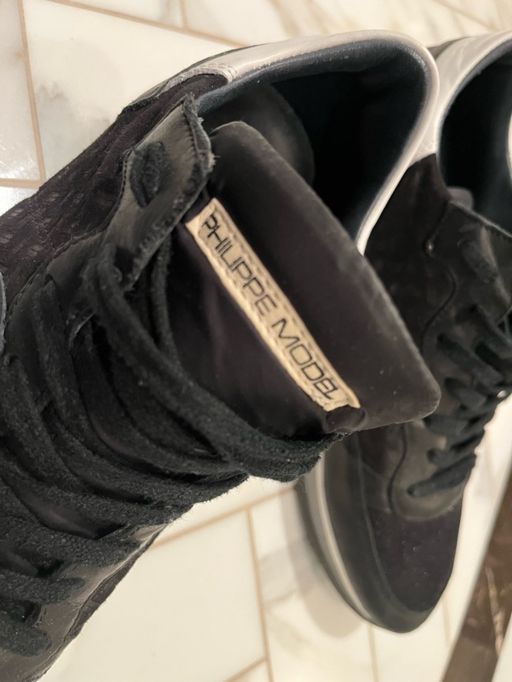 Philippe Model Black Suede & Leather High-Top Sneakers